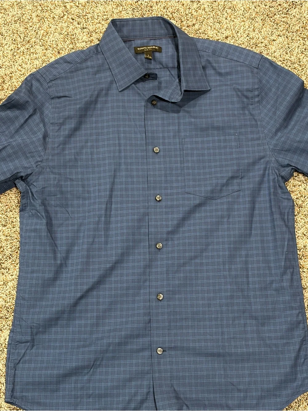 Banana Republic Men's Blue Windowpane Dress Shirt